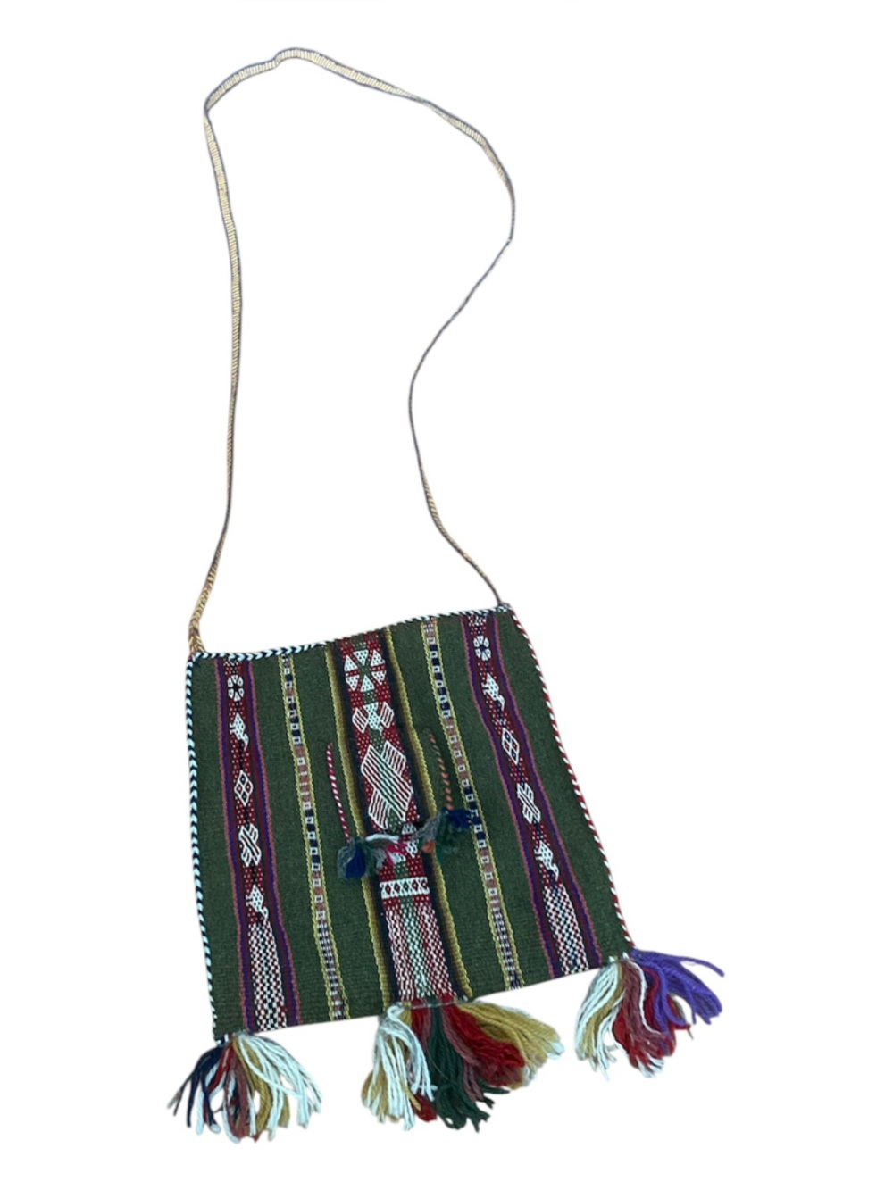 Vintage Boho Woven Fringe Crossbody Bag Ethnic Tapestry Festival Purse